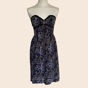 00's Vena Cava Floral Silk Strapless Corset Mini Dress Size 2